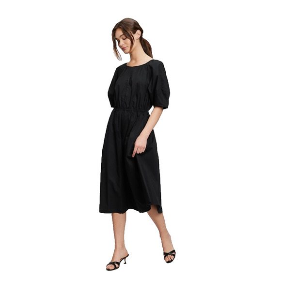 GAP Dresses & Skirts - Gap Women Midi Dress XS Black Puff Sleeve Keyhole Citycore Minimalist Preppy NEW